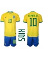 Brazílie Neymar Jr #10 Domácí dres pro děti MS 2022 Krátký Rukáv (+ trenýrky)